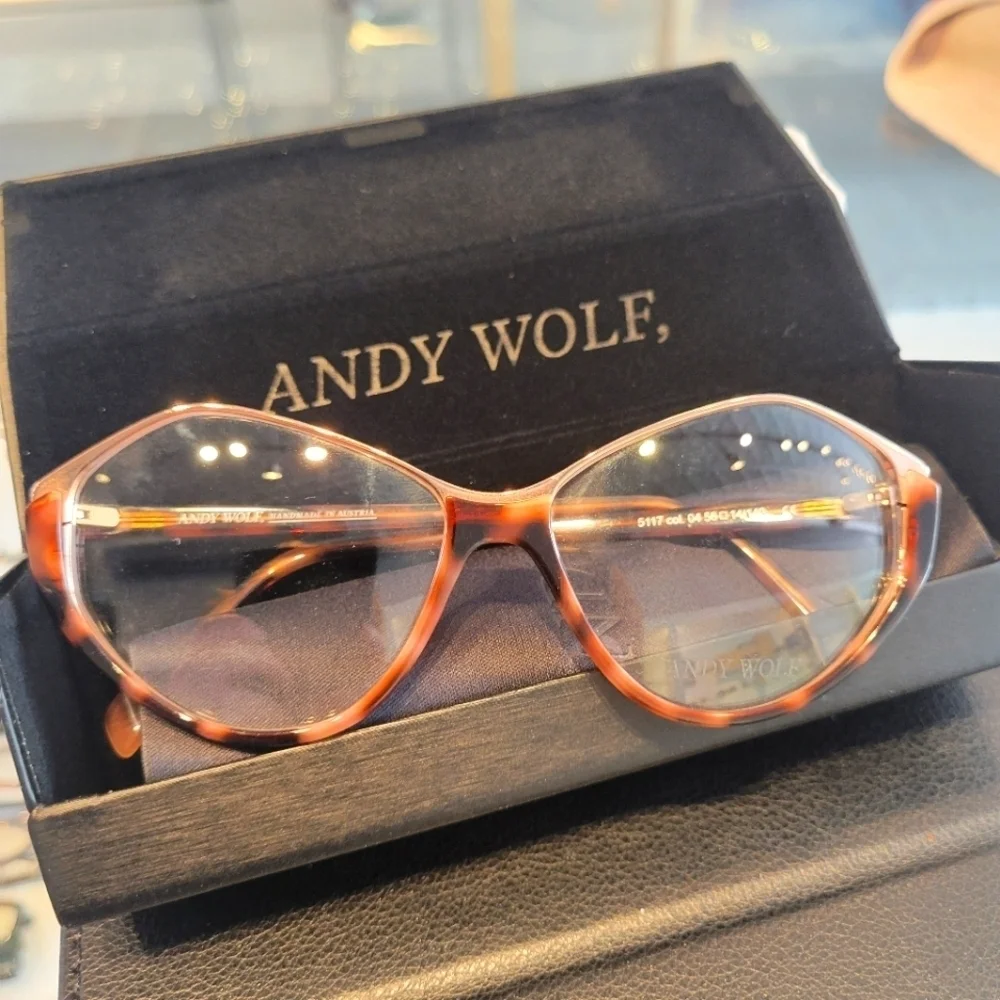 Andy Wolf Brown Tortoise & Rose Gold #5117 Eyeglass Frame New with case. - Picture 5 of 10